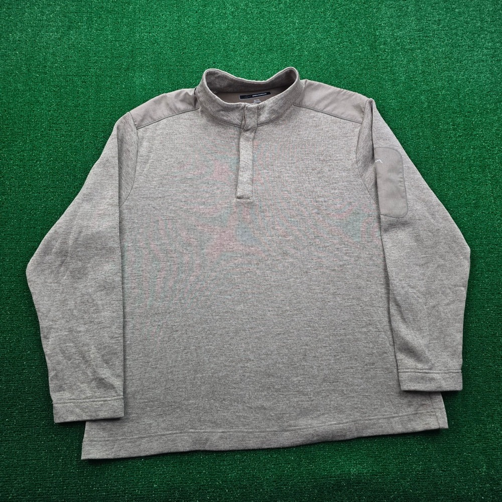 Greg Norman Sweater Mens 2XL Brown Tan Quarter Button Up Pullover Golf Preppy
